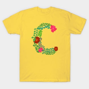 ALPHABET C FROM LEAVES AND FLOWERS T-Shirt